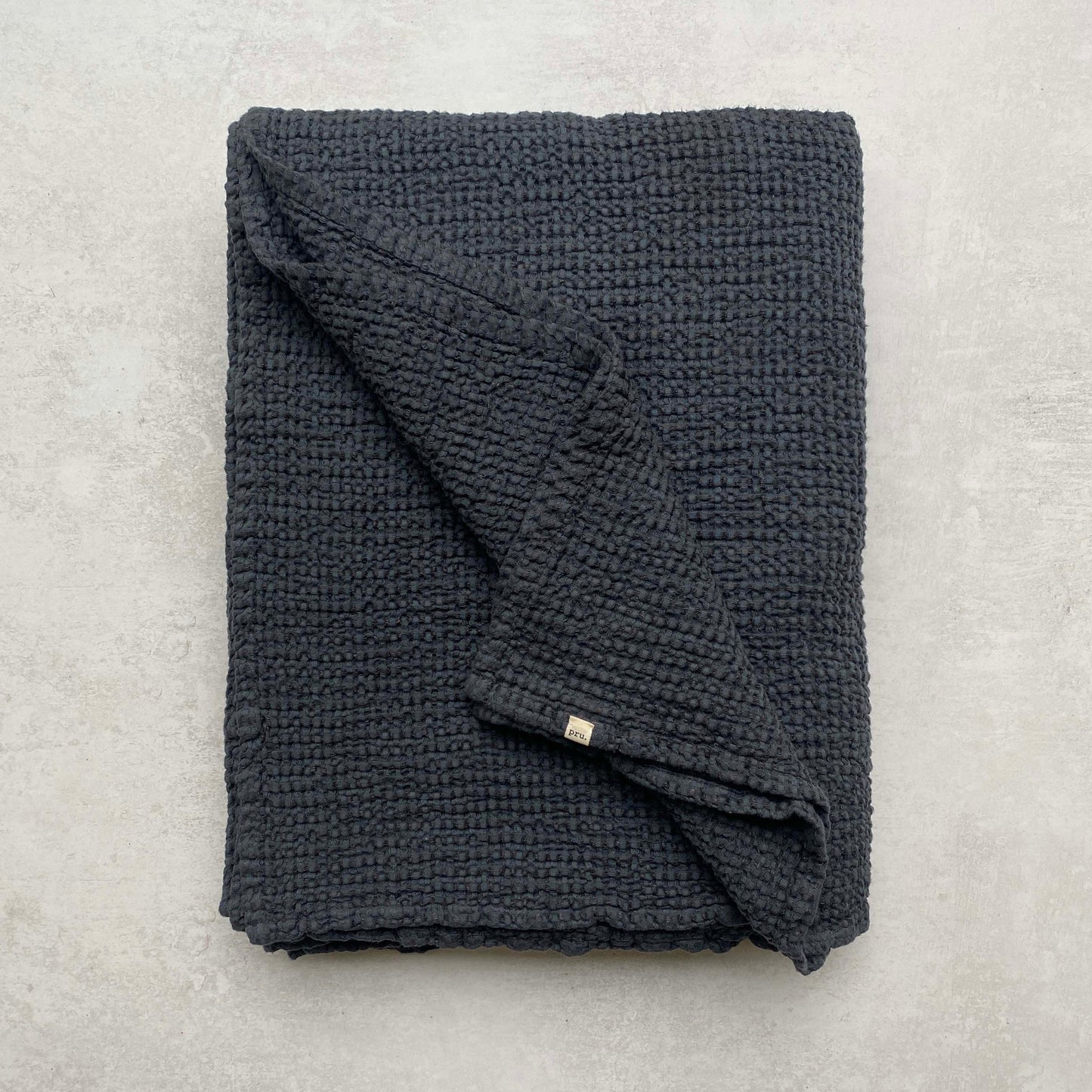 Mya Linen Waffle Blanket Charcoal OEKO-TEX Certified