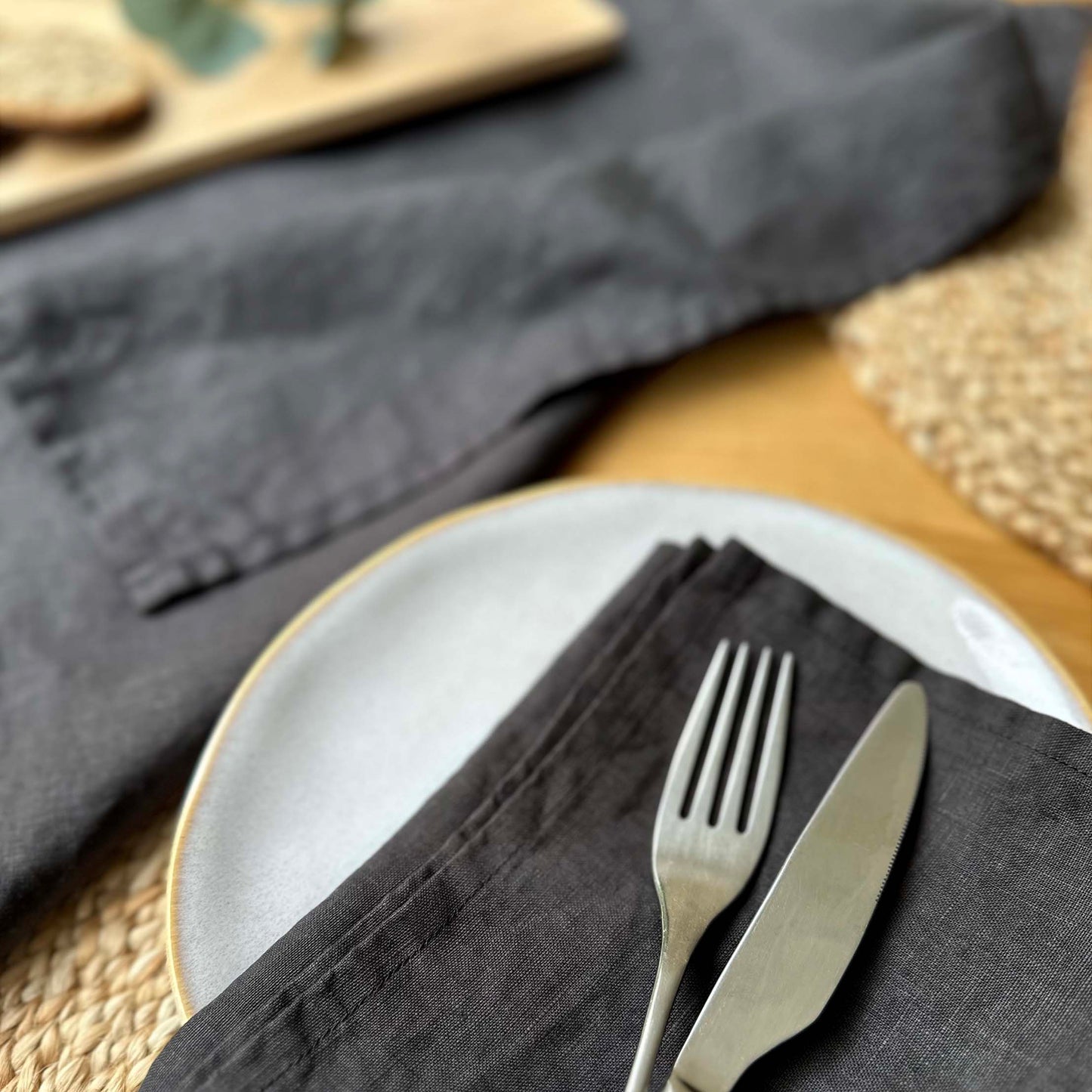 100% Linen Napkins OEKO-TEX® Certified – Charcoal X2