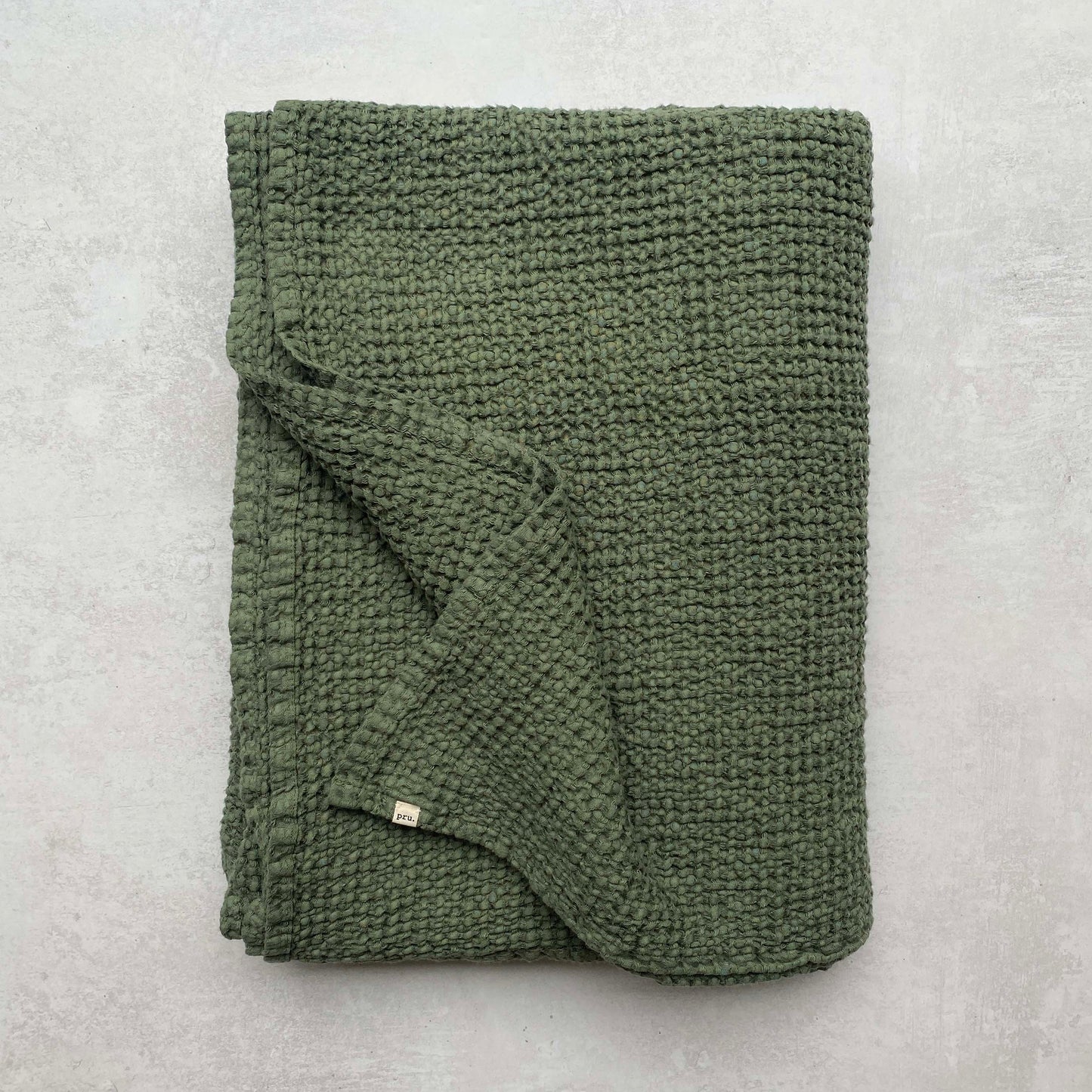 Mya Linen Waffle Blanket Cypress Green OEKO-TEX Certified