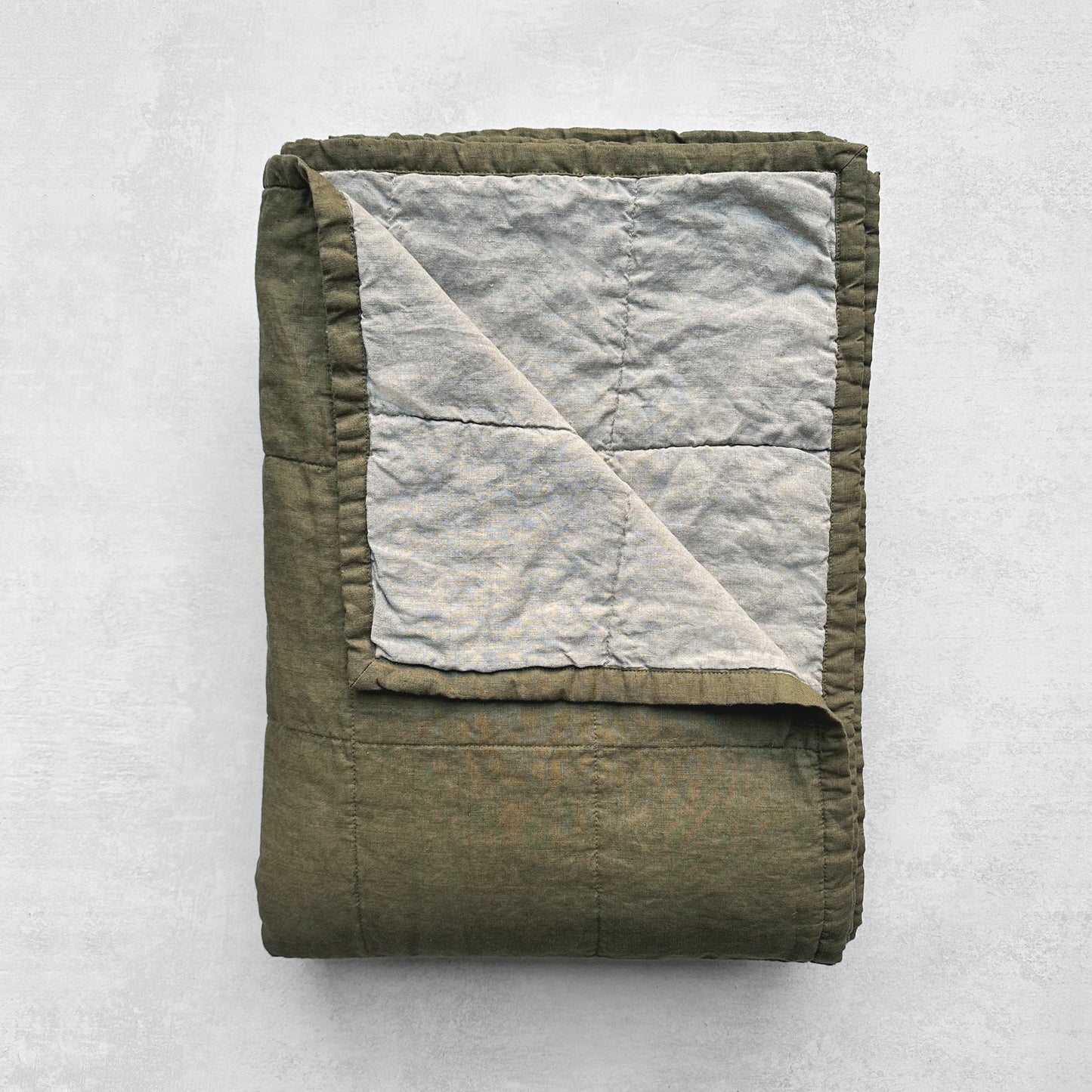 Miller Linen Quilt Khaki Green - OEKO-TEX Certified