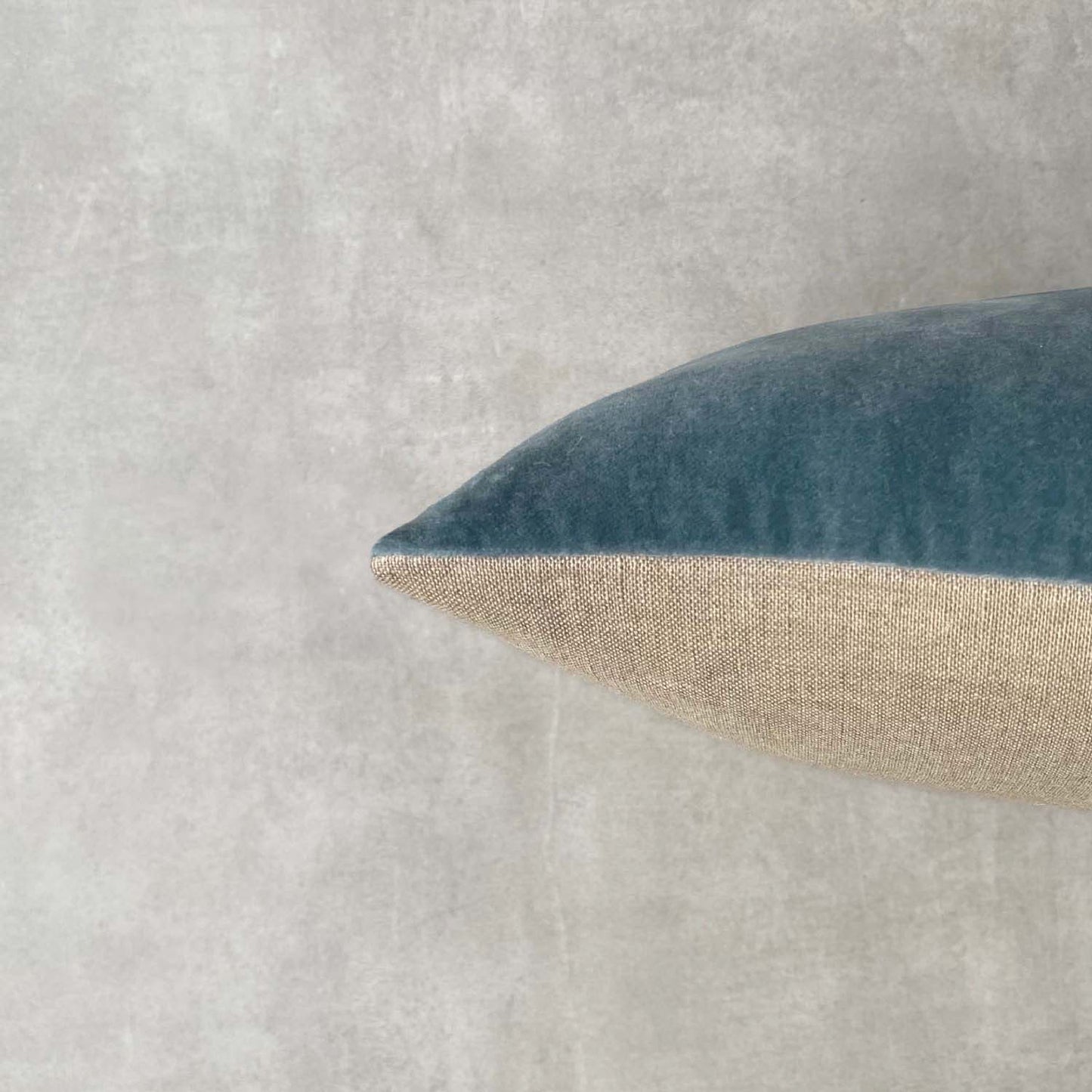 The Velvet And Linen Cushion Petrol Blue