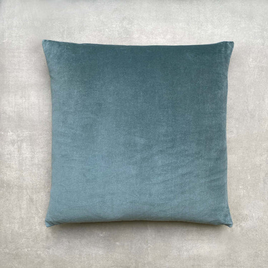 The Velvet And Linen Cushion Petrol Blue