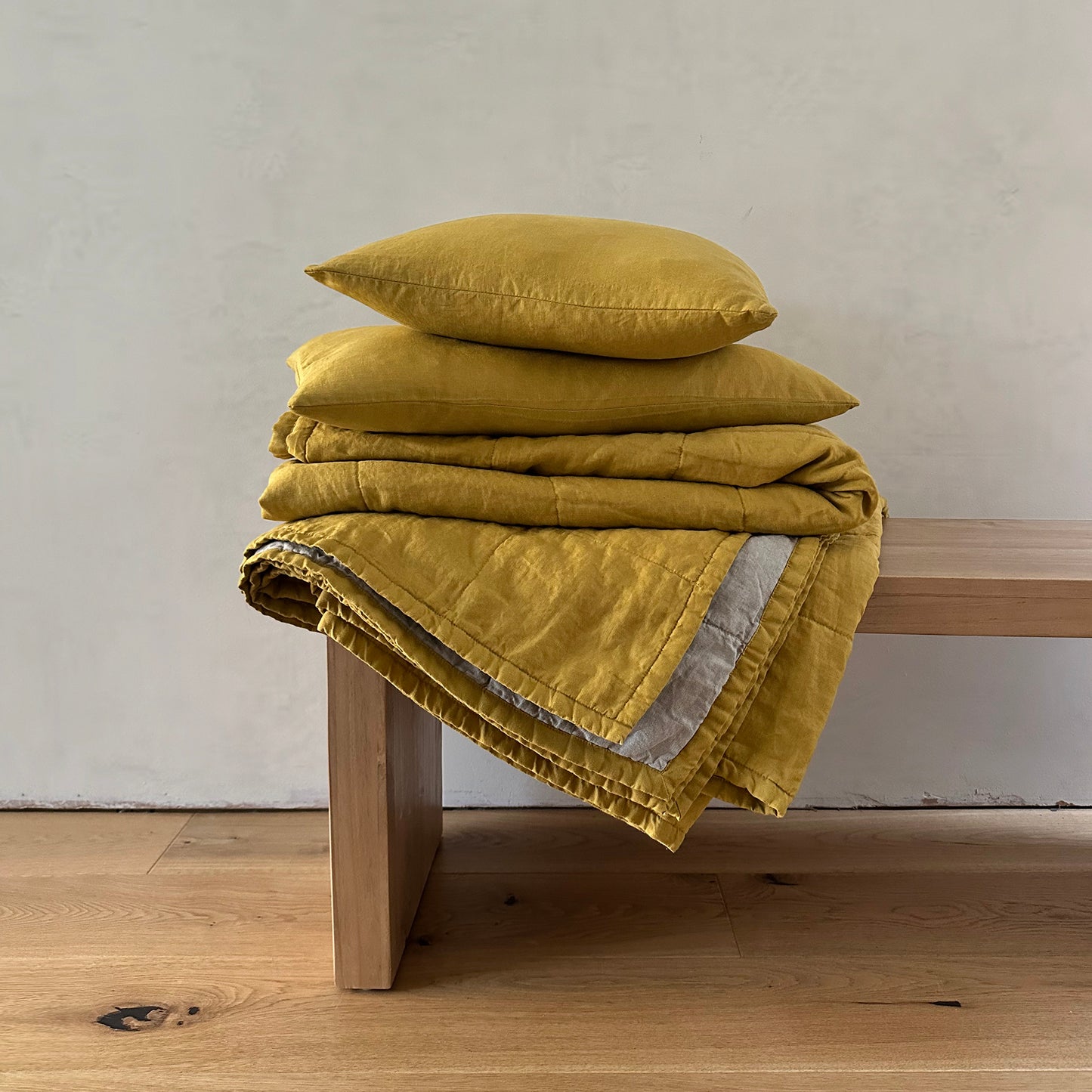 Miller Linen Quilt Ochre Yellow - OEKO-TEX Certified