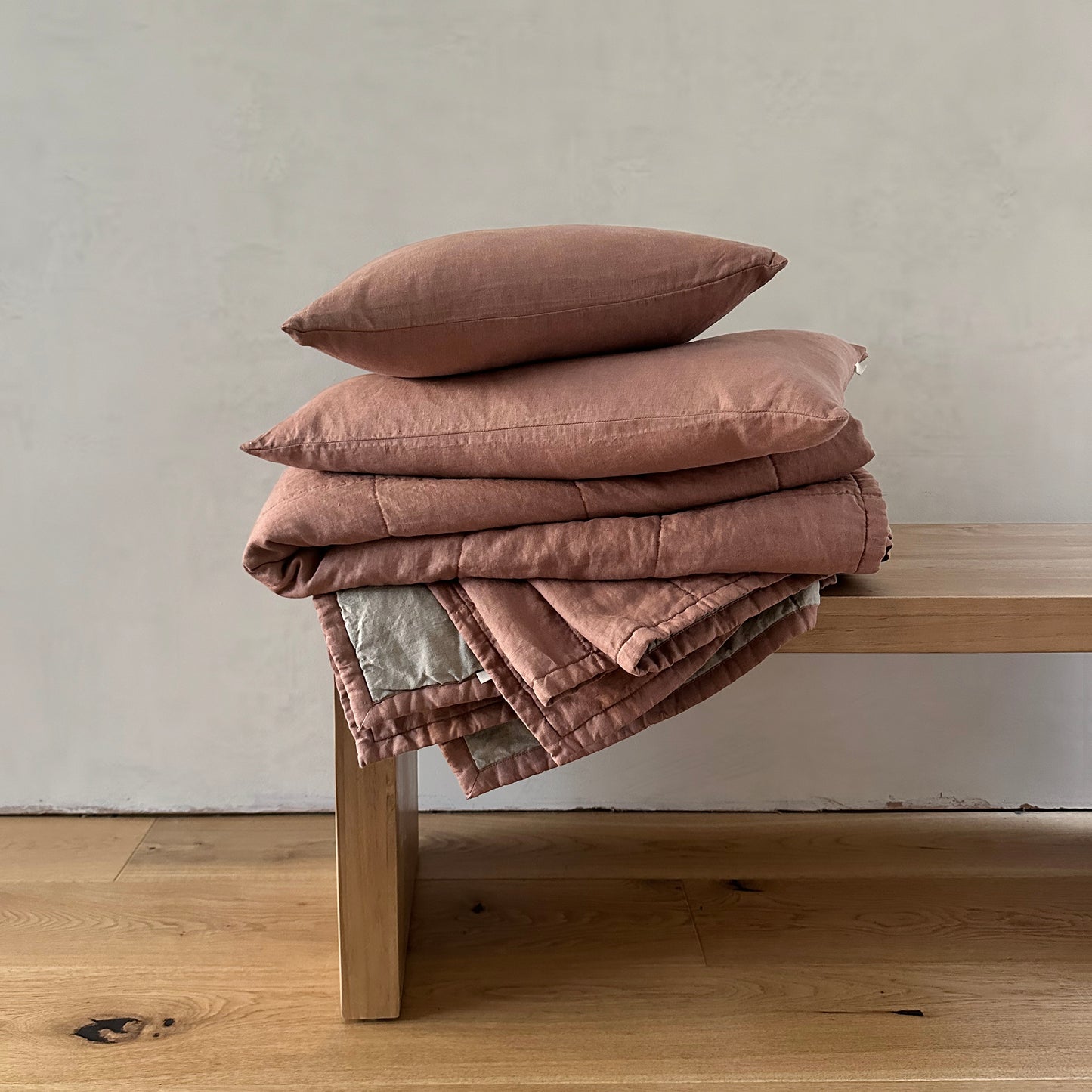 Miller Linen Quilt Faded Blush - OEKO-TEX Certified