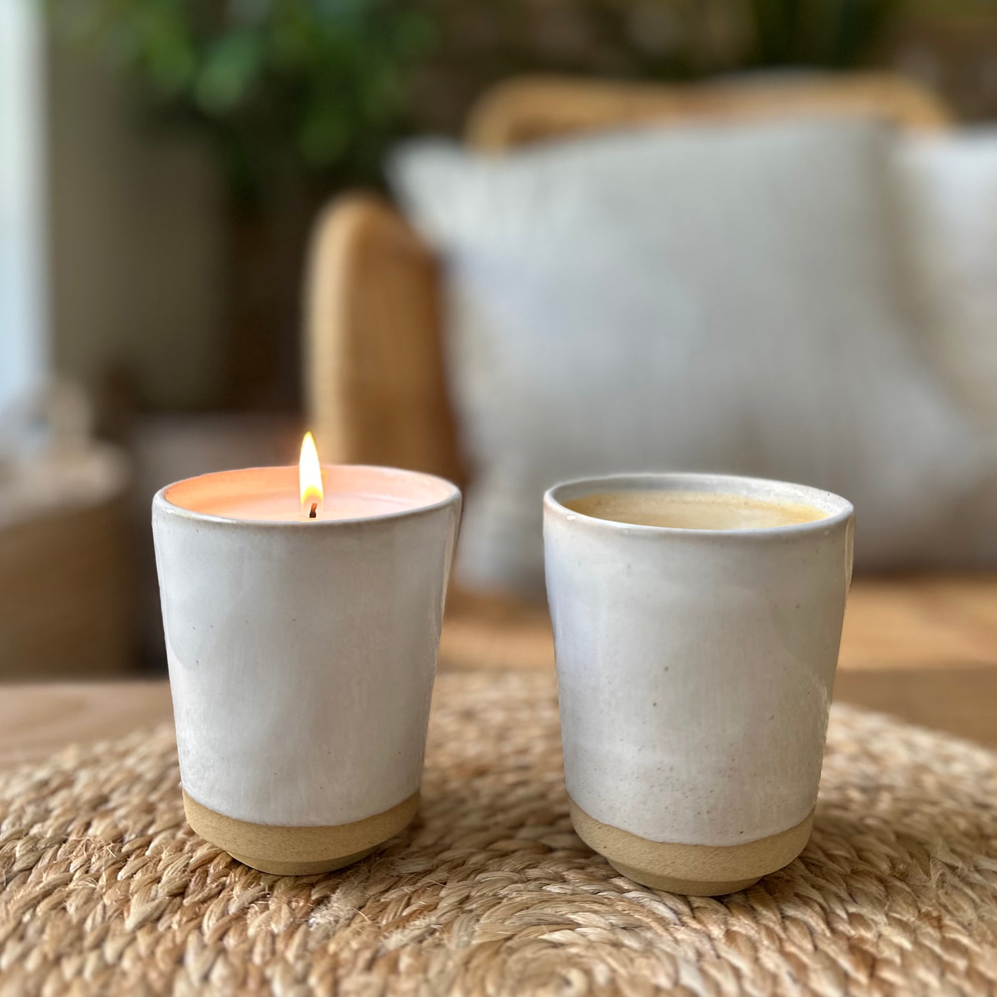 Ivory Coffee Cup Candle - Lime, Basil + Mandarin