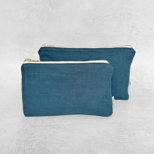 The Linen Pouch Bag - Islington Blue