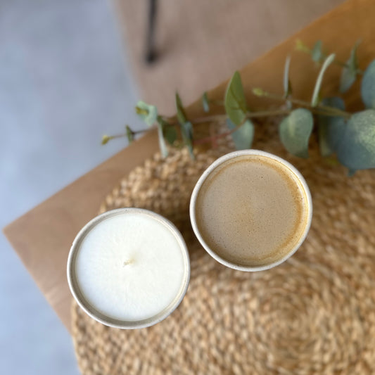 Ivory Coffee Cup Candle - Winter Spice + Orange
