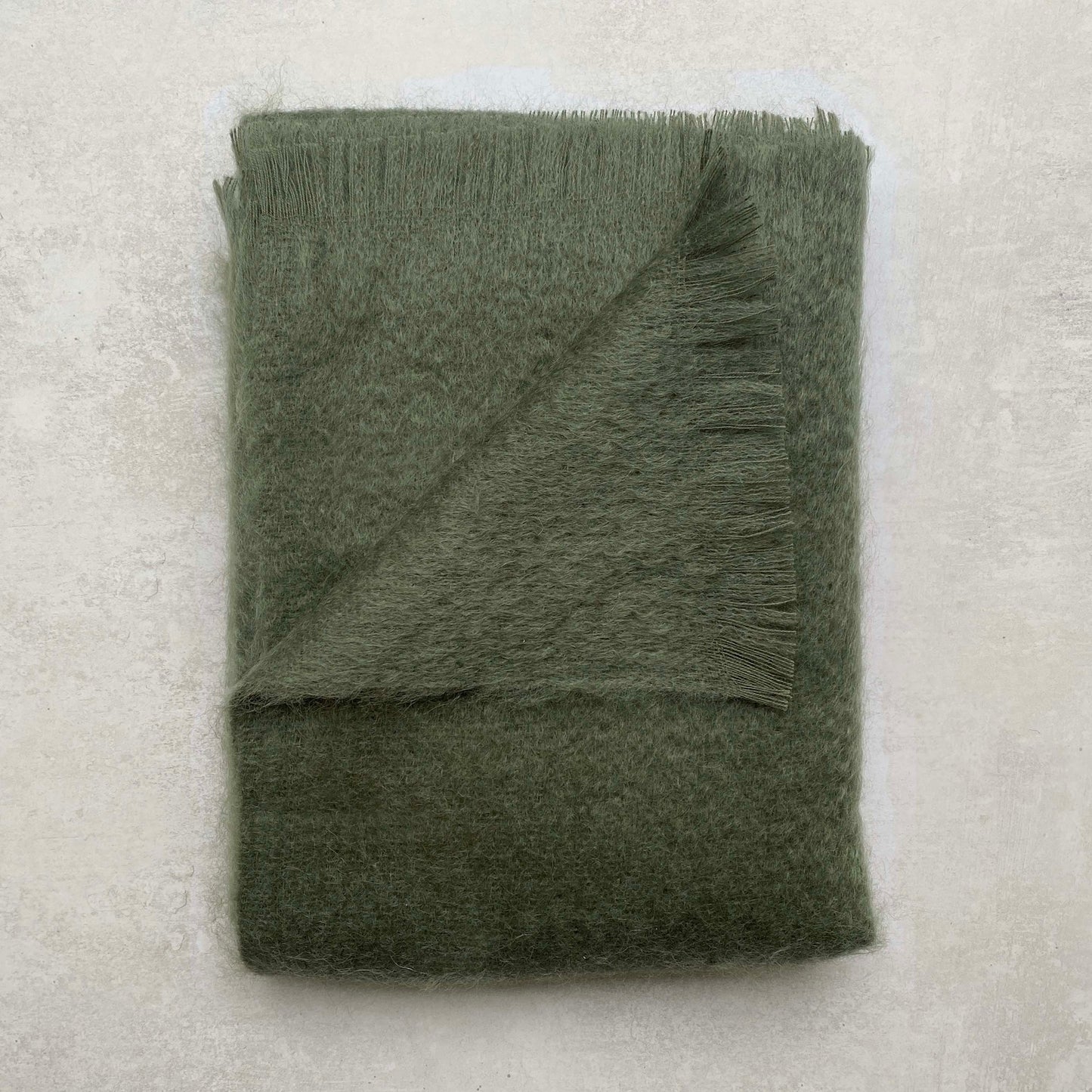 Albie Mohair Blanket Olive Green