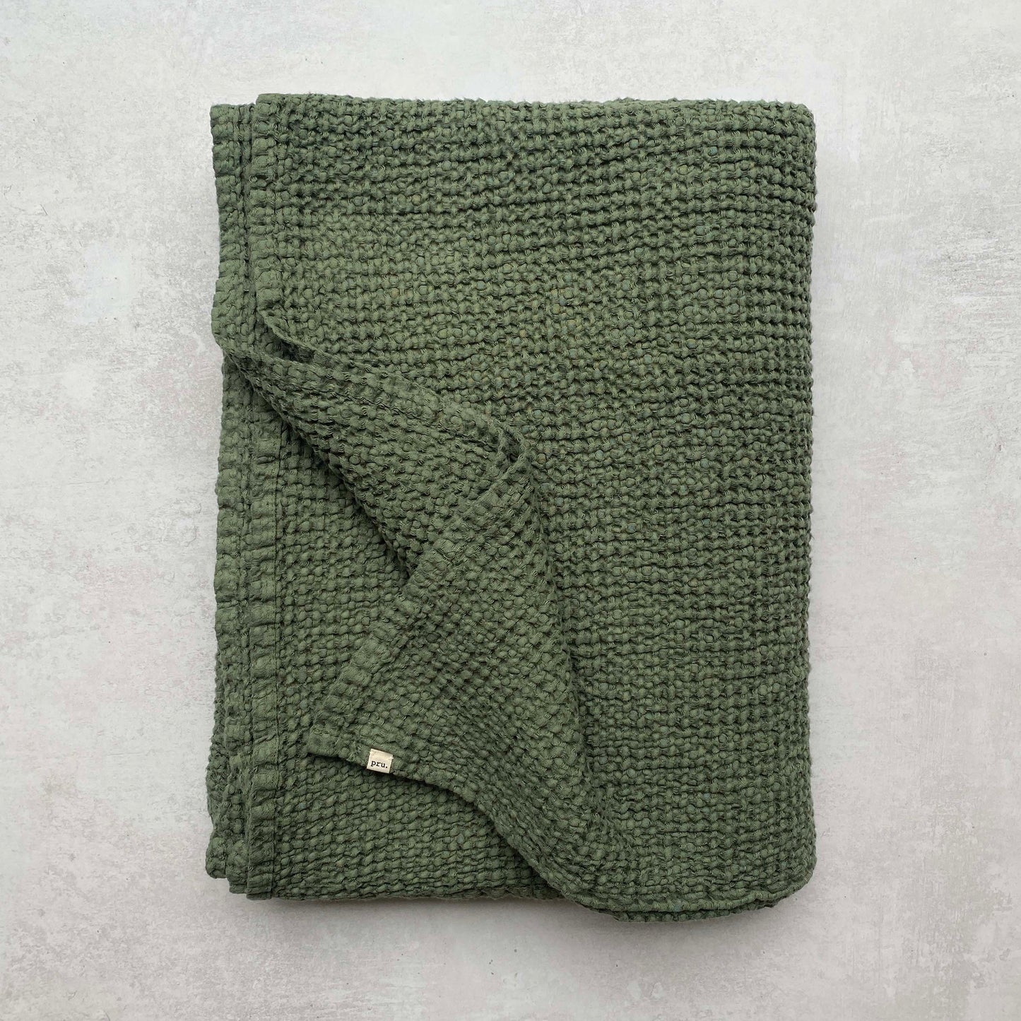 Mya Linen Waffle Blanket Cypress Green