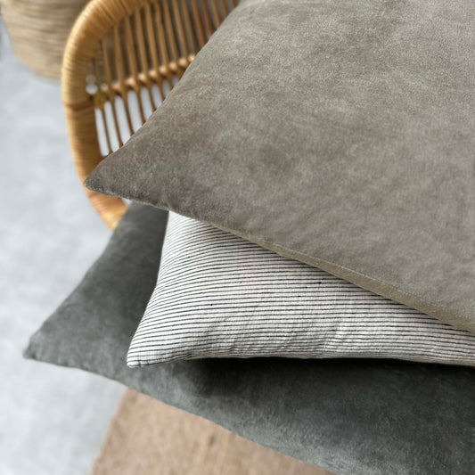 The Velvet And Linen Cushion Mole Grey