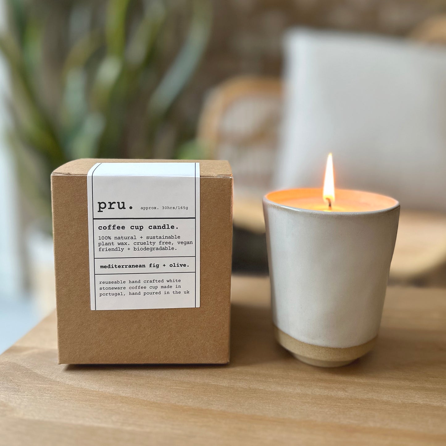 Ivory Coffee Cup Candle - Mediterranean Fig + Olive