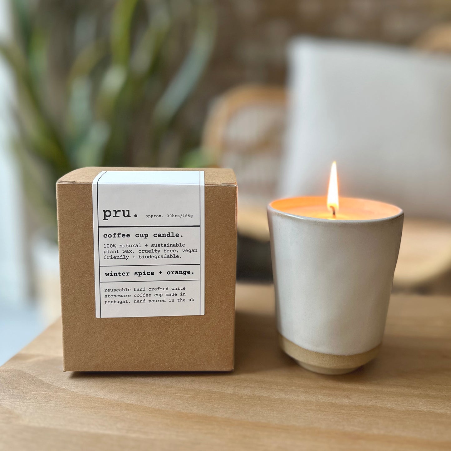 Ivory Coffee Cup Candle - Winter Spice + Orange