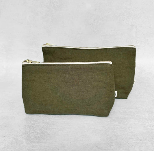 The Linen Pouch Bag - Khaki Green