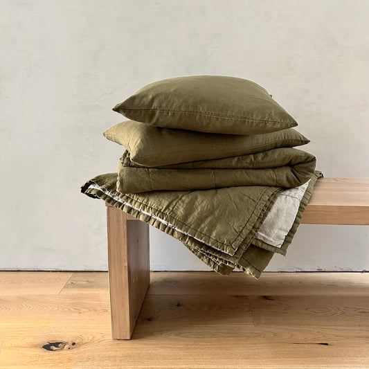 Miller Linen Quilt Khaki Green