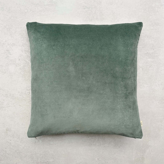 The Velvet And Linen Cushion Jade Green