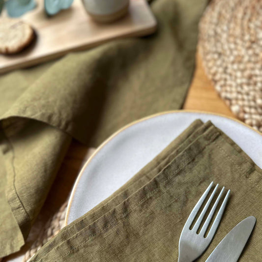 100% Linen Napkins OEKO-TEX® Certified – Khaki X2