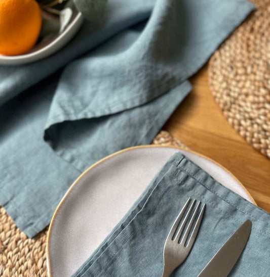 100% Linen Napkins OEKO-TEX® Certified – Duck Egg Blue X2