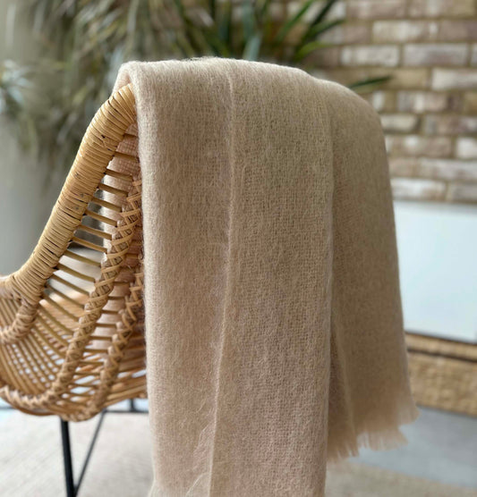 Albie Mohair Blanket Soft Oat