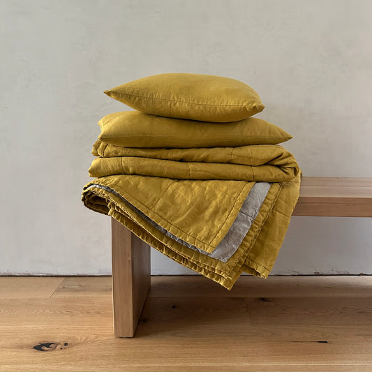 Miller Linen Quilt Ochre Yellow