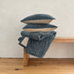 The Velvet And Linen Cushion Petrol Blue