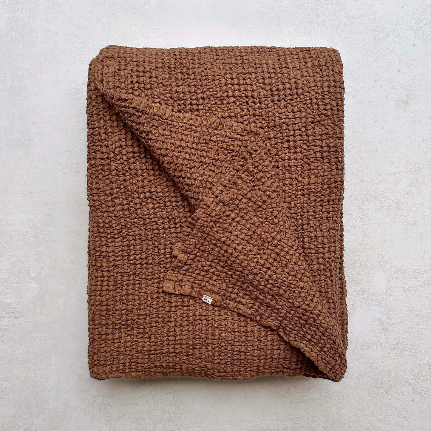 Mya Linen Waffle Blanket Rust