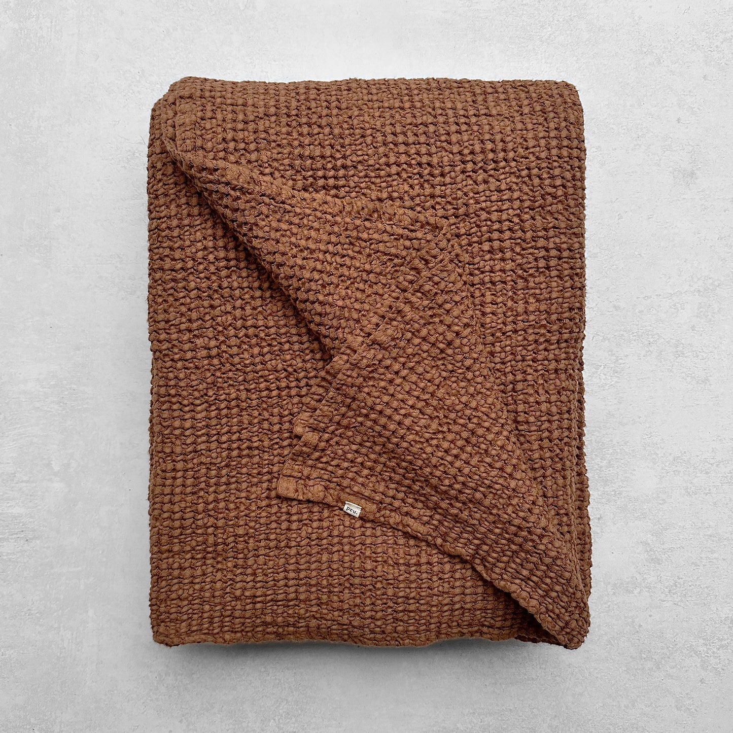 Mya Linen Waffle Blanket Rust OEKO-TEX Certified