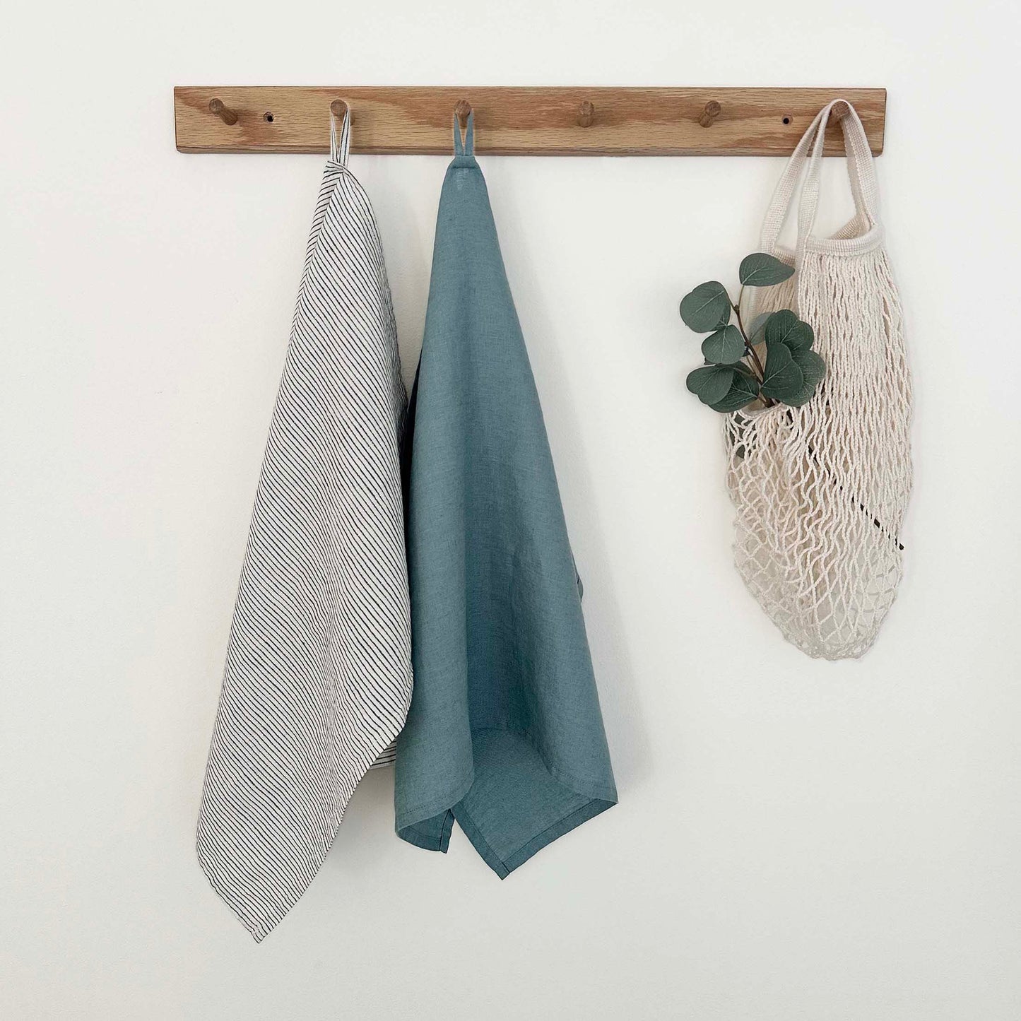 100% Linen Tea Towels OEKO-TEX® – Duck Egg Blue + Stripe