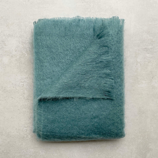 Albie Mohair Blanket Faded Teal