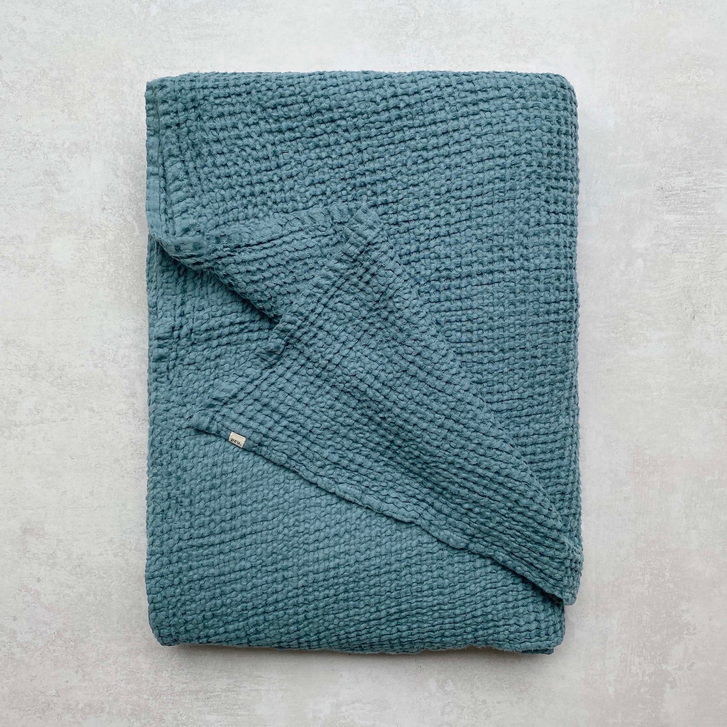 Mya Linen Waffle Blanket Slate Blue