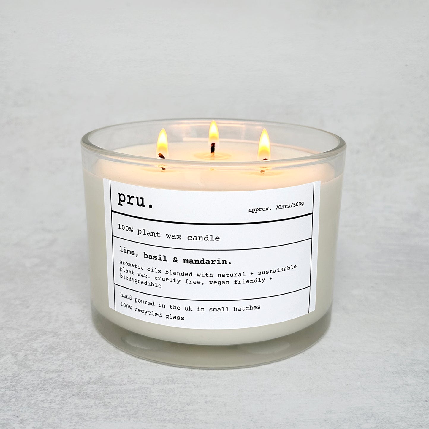 Three Wick Candle - Lime, Basil and Mandarin