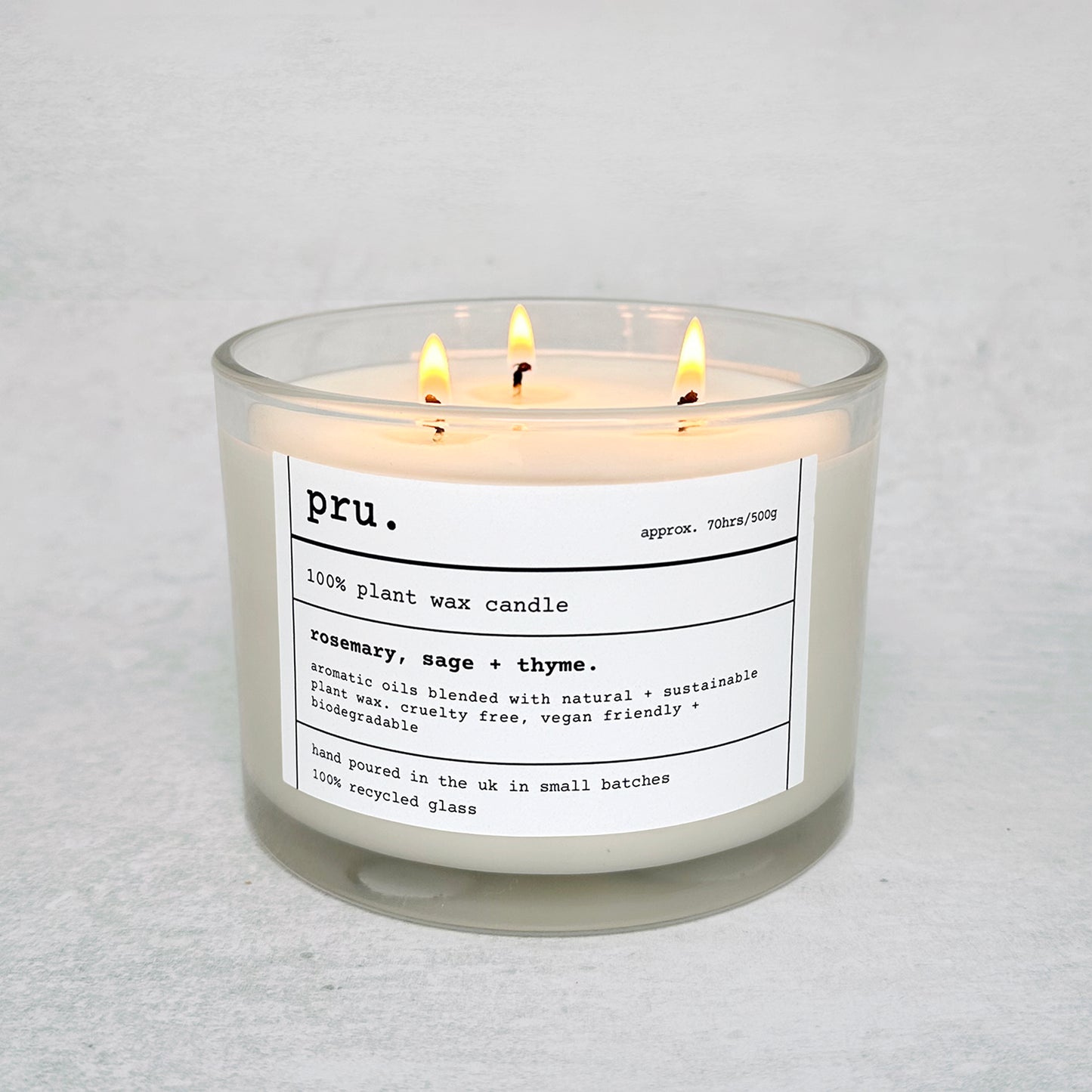 Three Wick Candle - Rosemary, Sage + Thyme