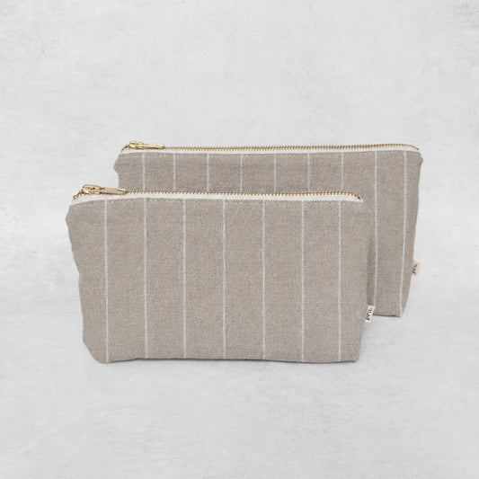 The Linen Pouch Bag - Sandstripe