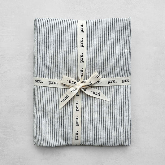 100% Linen Tablecloth OEKO-TEX® Certified - Black & White Stripe