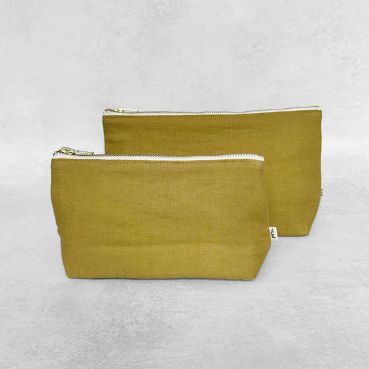 The Linen Pouch Bag - Ochre Yellow