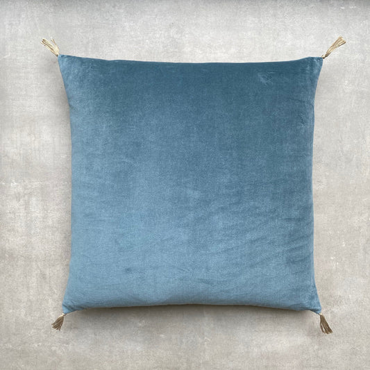 The Velvet And Linen Cushion Petrol Blue