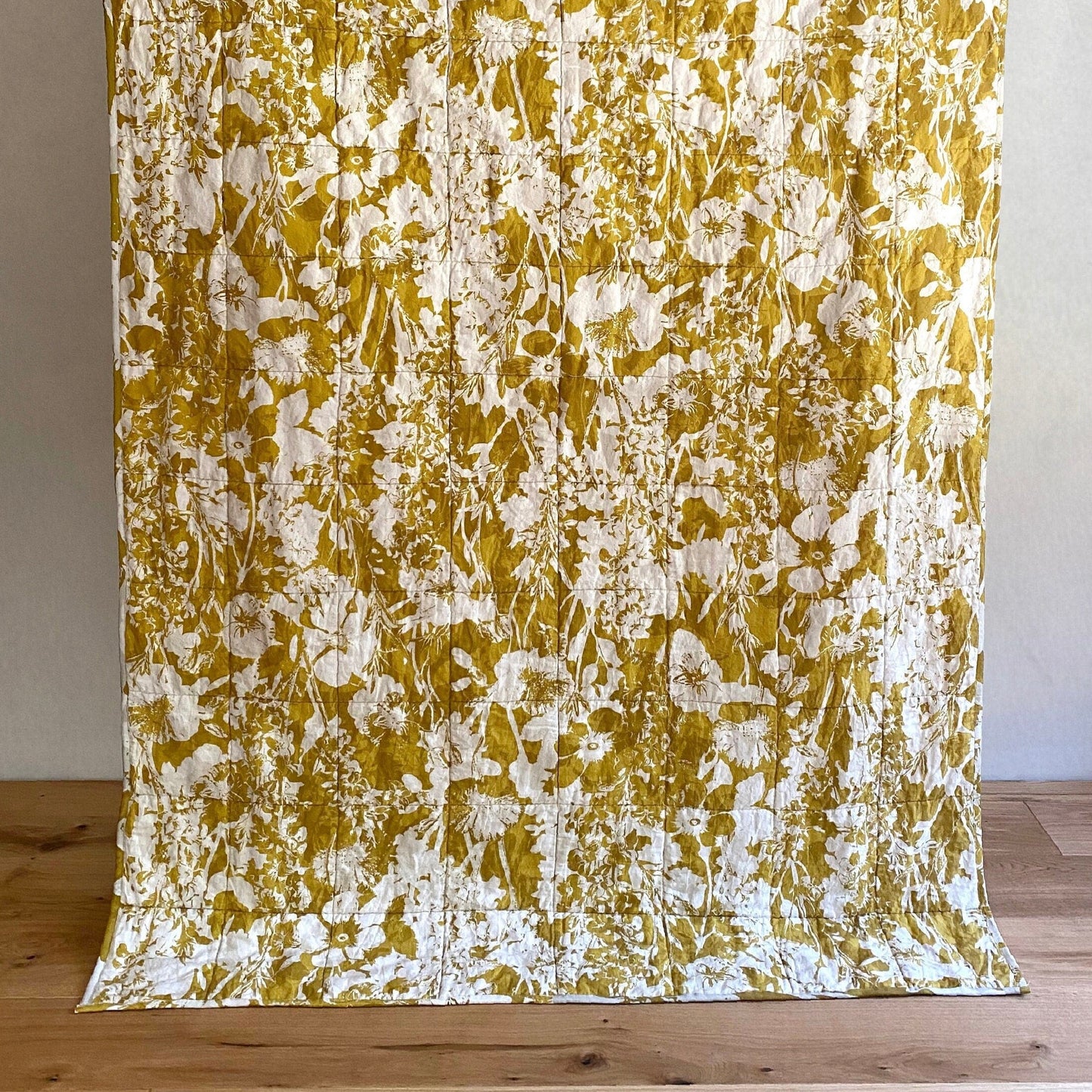 Everly Linen Quilted Throw Mustard Yellow