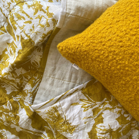 The Bouclé Cushion Mustard Yellow